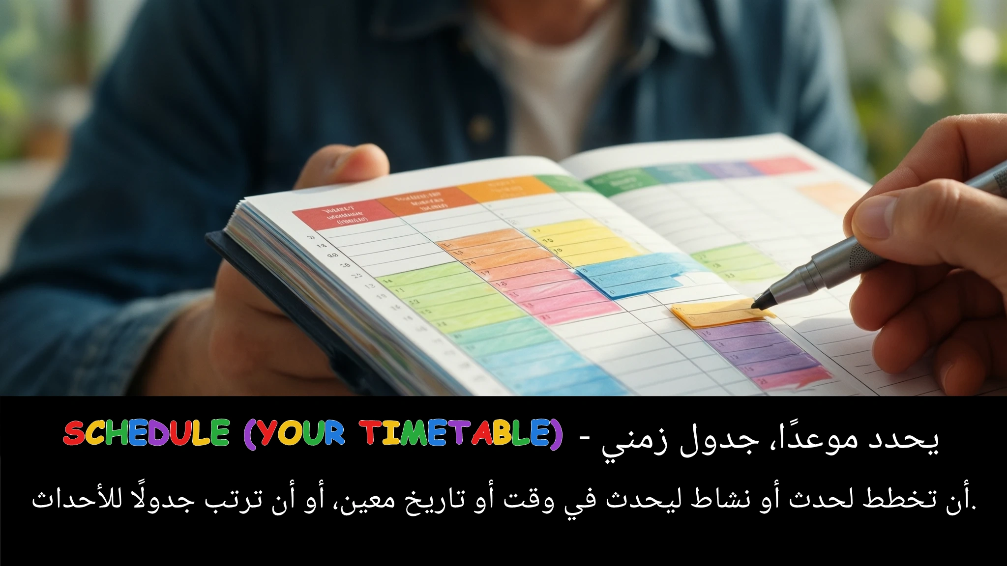 Arabic Illustration for schedule (your timetable)